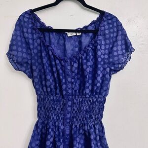 Cato Sheer Purple Polka Dot Button-Front Blouse